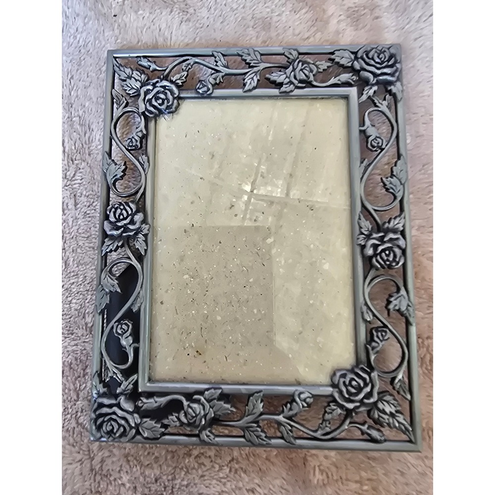 Decorel Rose Vine Metal Picture Frame Pewter Silver Tone 3x4 Vintage Style